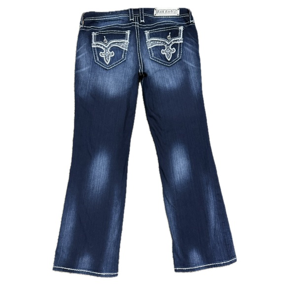 👖🤘 ROCK REVIVAL Leni Bejeweled Contrast Stitching  Easy Boot Jeans | Size 32 - Picture 1 of 8